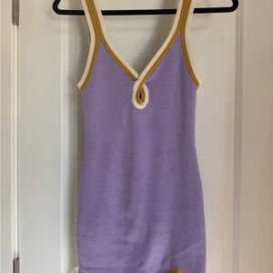 Free People Purple Knit Dress with Cream and Gold Trim